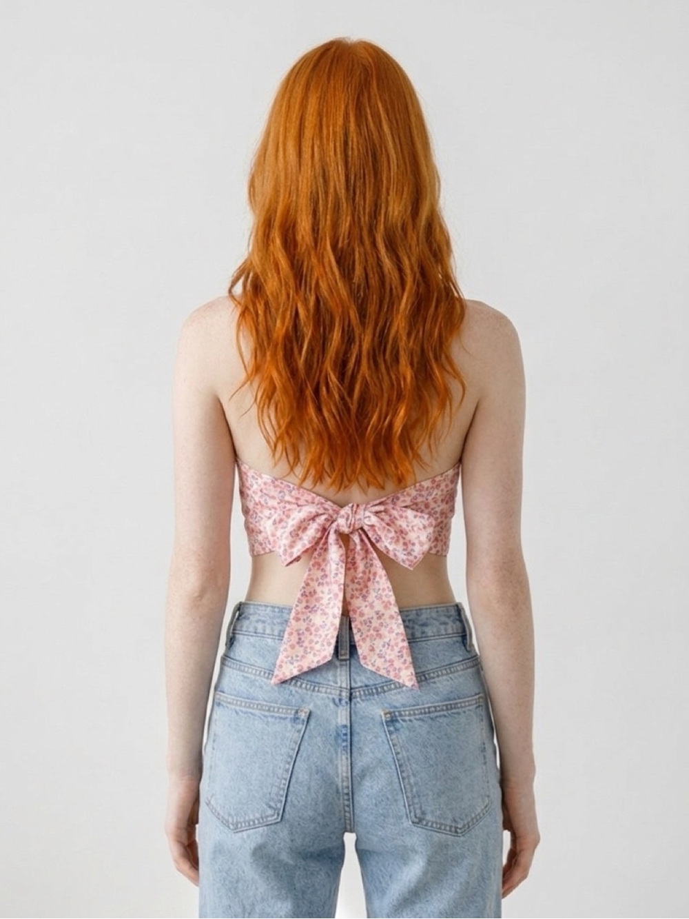 Halter Tie Crop Top Size Small Floral - Picture 2 of 5